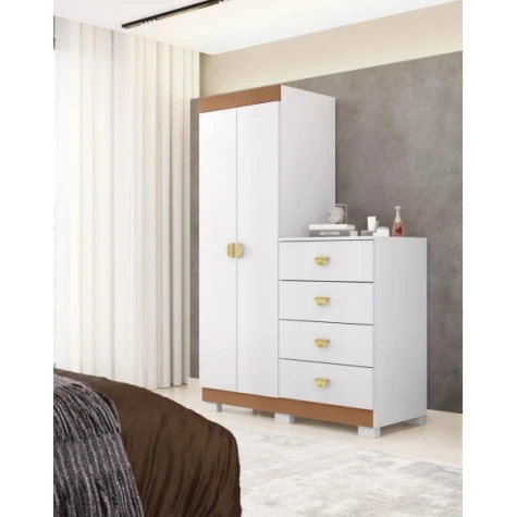 ROPERO C/COMODA CRISTAL Blanco Camarín Flex